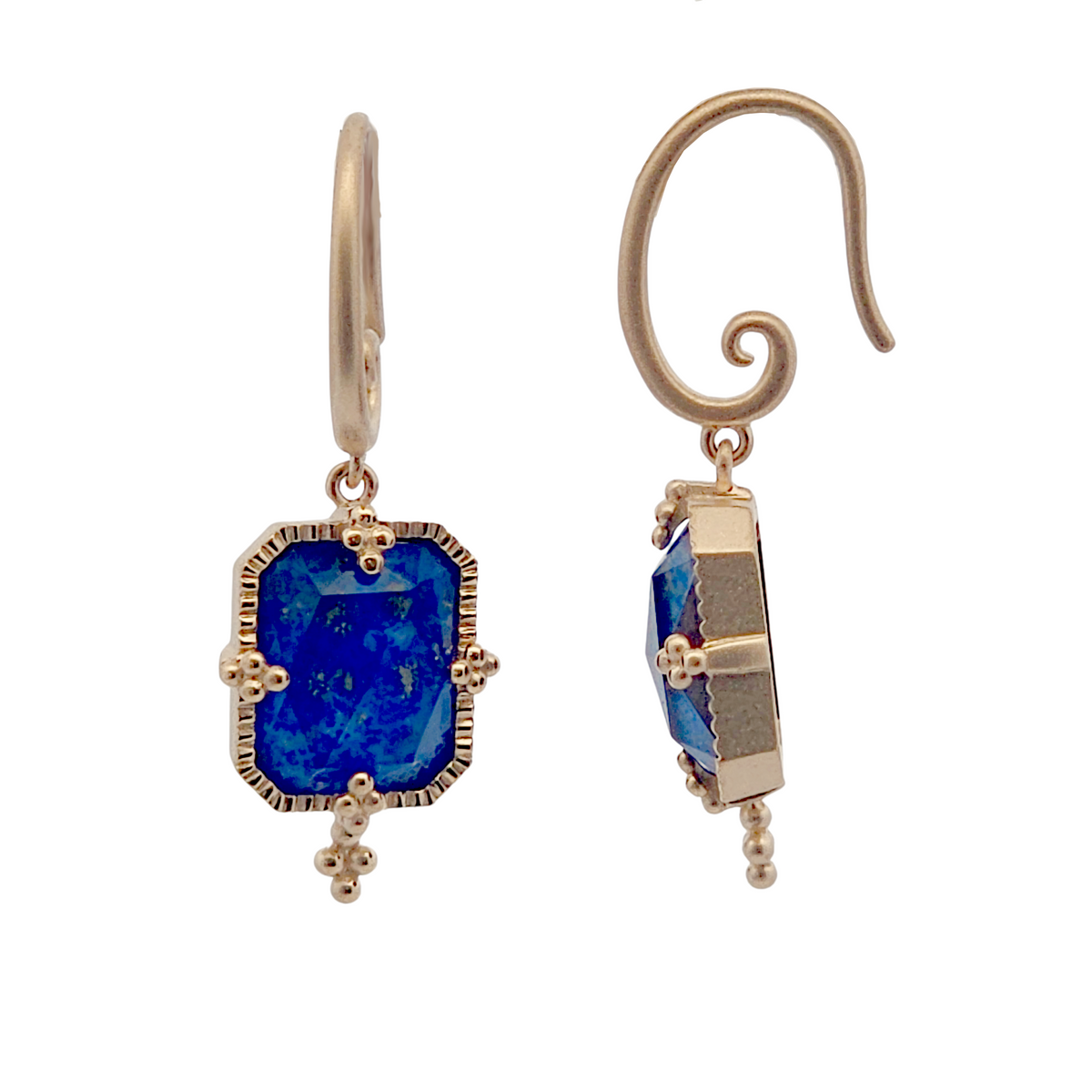 Lapis Vintage Inspired Vintage Inspired Earrings in 14 Karat Yellow Gold