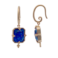 Lapis Vintage Inspired Vintage Inspired Earrings in 14 Karat Yellow Gold