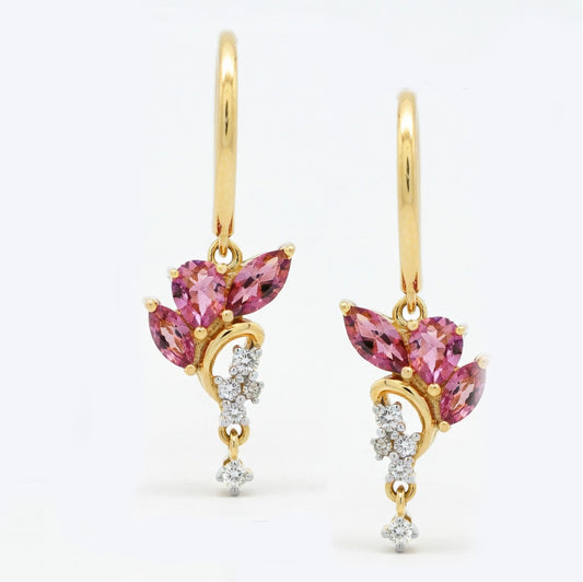 Tourmalines Modern Freeform Earrings in 14 Karat Yellow Gold