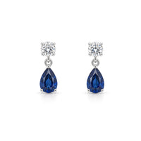 Sapphires Modern Dangle Earrings in 14 Karat White Gold