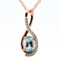 Aquamarine Pendant in 14 Karat Rosé Gold