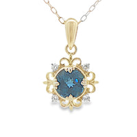 Topaz Vintage Inspired Pendant in 10 Karat Yellow Gold