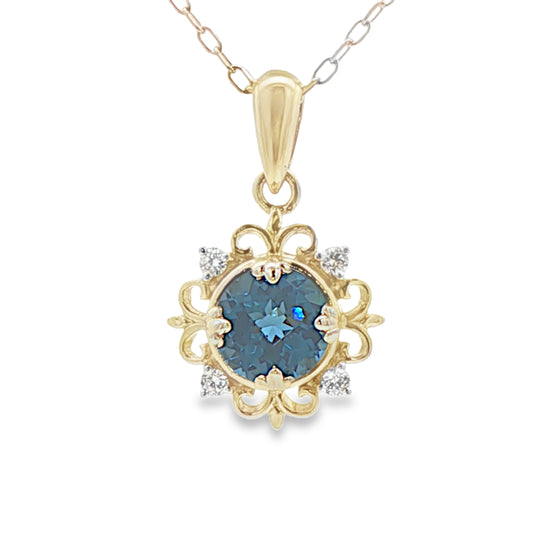 Topaz Vintage Inspired Pendant in 10 Karat Yellow Gold
