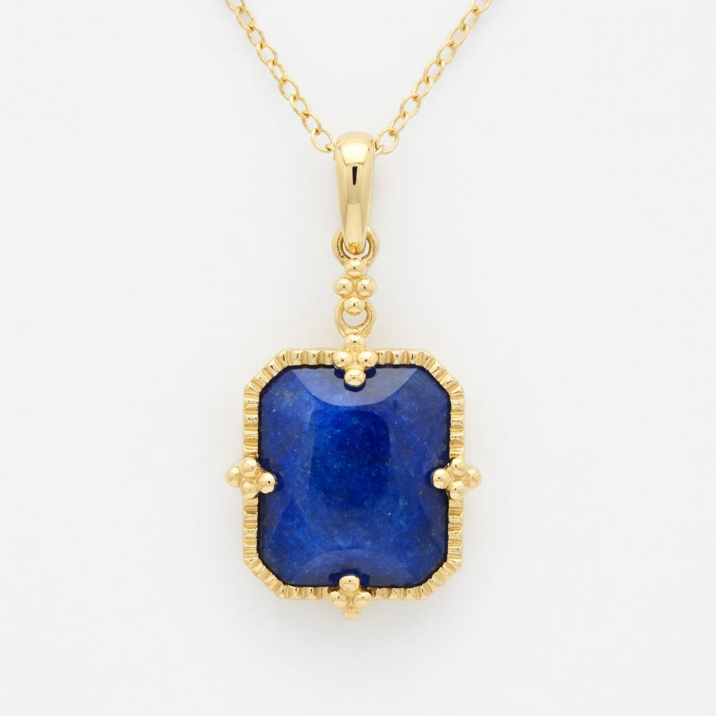 Lapis Vintage Inspired Pendant in 14 Karat Yellow Gold