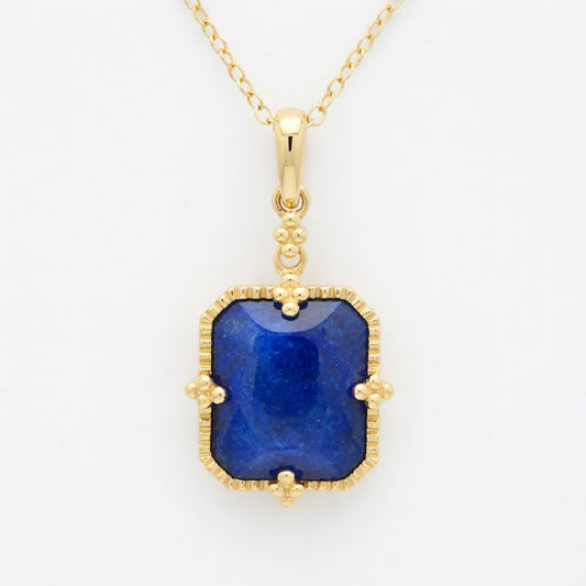 Lapis Vintage Inspired Pendant in 14 Karat Yellow Gold