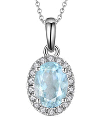 Aquamarine Classic Pendant in 14 Karat White Gold