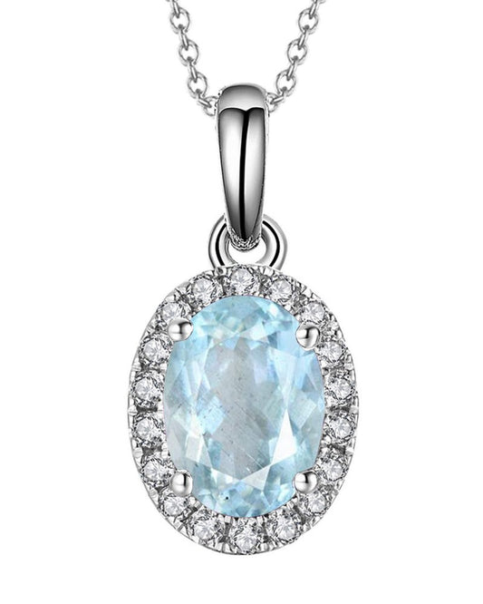 Aquamarine Classic Pendant in 14 Karat White Gold