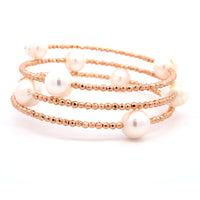 Pearls and Gold-Tone Hematite Wire Wrapped Bracelet