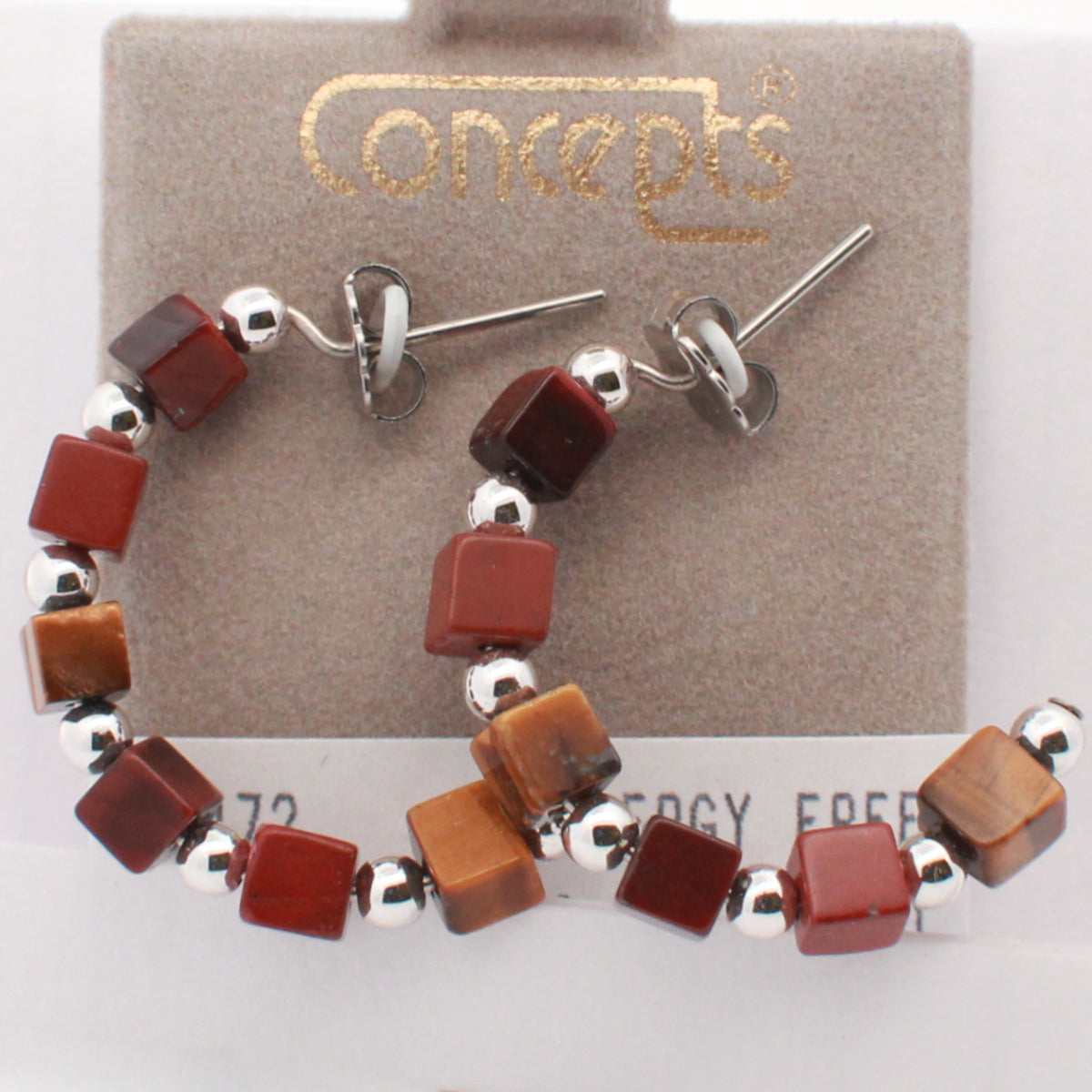 Surgical Stainless Steel Tiger Eye and Jasper J+AC0-Hoop