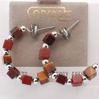 Surgical Stainless Steel Tiger Eye and Jasper J+AC0-Hoop