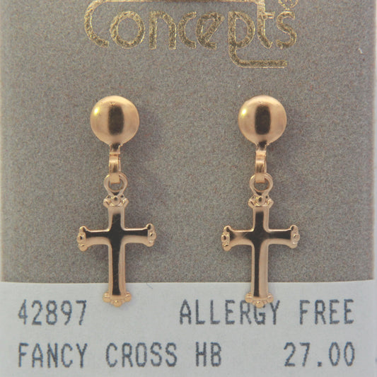 24K Gold Plated Surgical Stainless Steel Cross Dangle