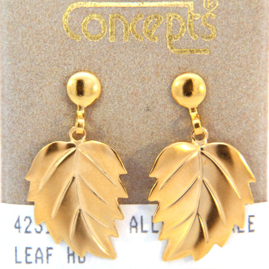 24K Gold Plated Surgical Stainless Steel Leaf Dangle