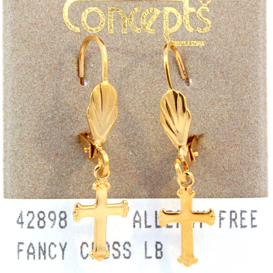 24K Gold Plated Surgical Stainless Steel Cross Dangle