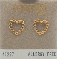 24K Gold Plated Surgical Stainless Steel Open Heart Stud