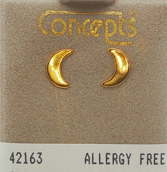 24K Gold Plated Surgical Stainless Steel Crescent Moon Stud
