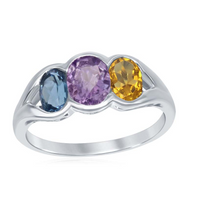 Amethyst Three Stone Ring