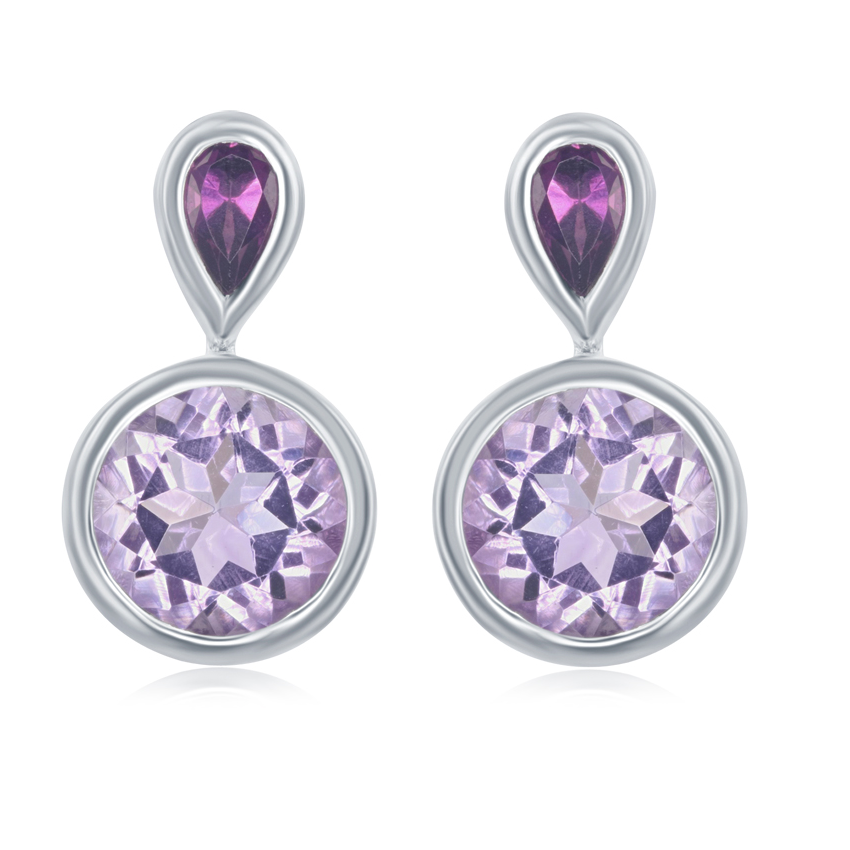 Round Amethysts Drop Earrings