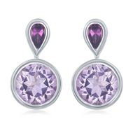 Round Amethysts Drop Earrings