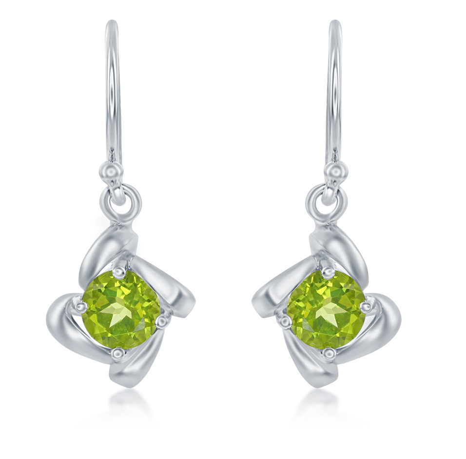 Round Peridot Dangle Earrings