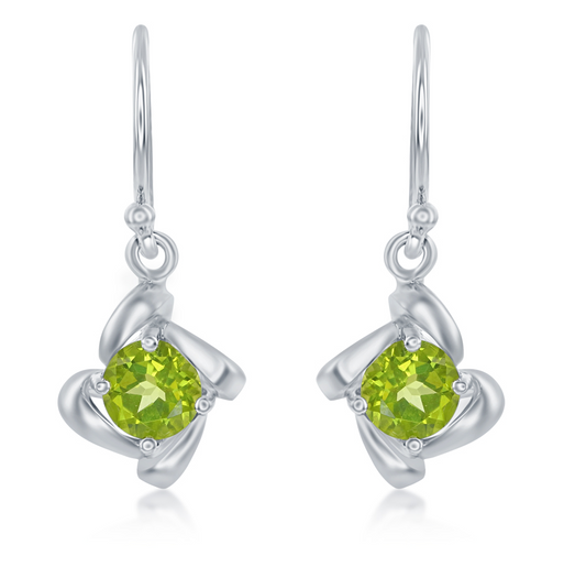 Round Peridot Dangle Earrings