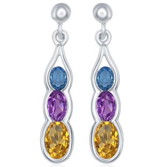 Oval Citrines Drop Earrings
