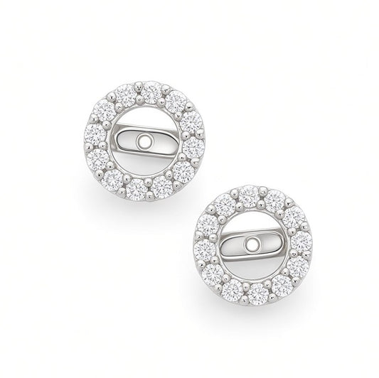 Previously Loved Metal_Color: White Gold} Halo Earrings