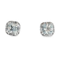 Aquamarines Vintage Inspired Stud Earrings in 10 Karat White Gold