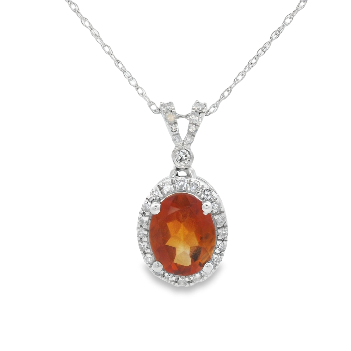 Citrine Vintage Inspired Pendant in 14 Karat White Gold