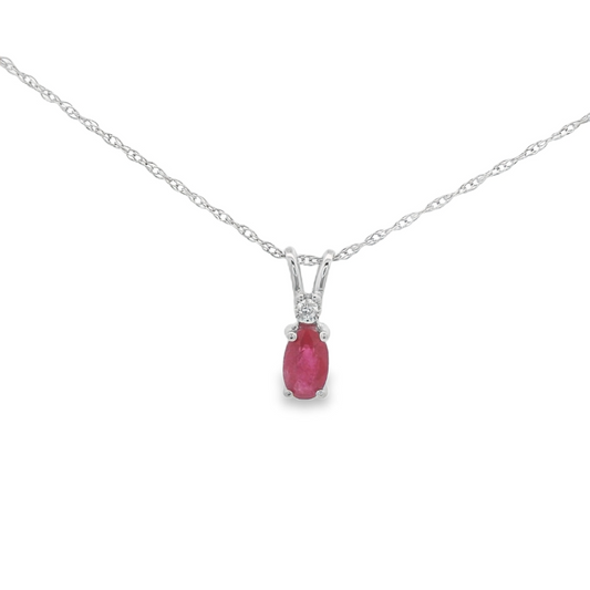 Ruby Minimalist Pendant in 14 Karat White Gold