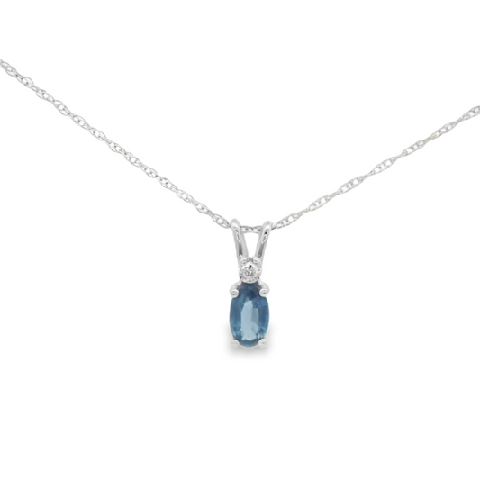 Sapphire Minimalist Pendant in 14 Karat White Gold