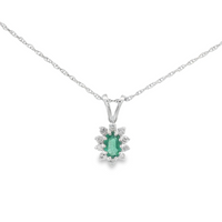 Emerald Minimalist Pendant in 14 Karat White Gold
