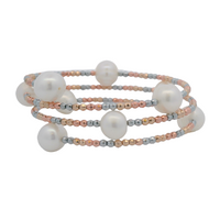 Pearls and Multicolor Hematite 3-Strand Bracelet