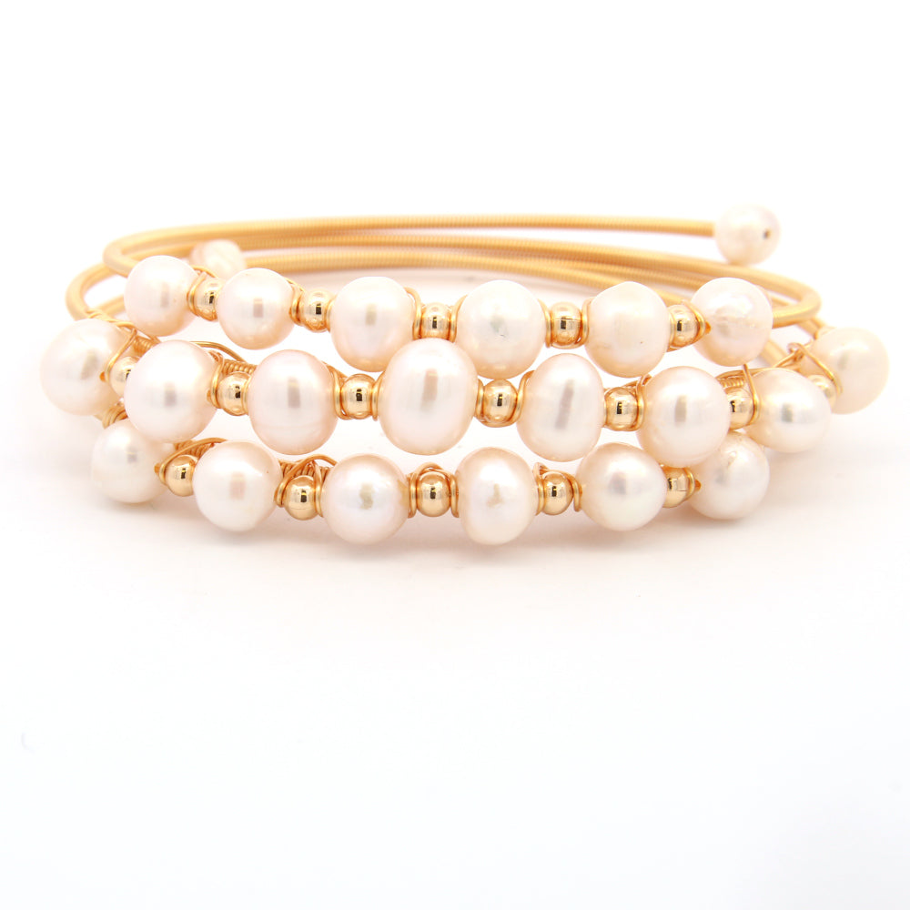 Round Pearls Wire Wrapped Bracelet