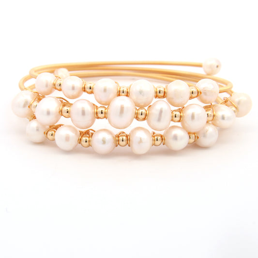 Round Pearls Wire Wrapped Bracelet