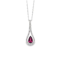 Garnet Vintage Inspired Pendant in 10 Karat White Gold