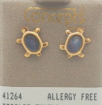 24K Gold Plated Surgical Stainless Steel Opal Triplet Turtle Stud