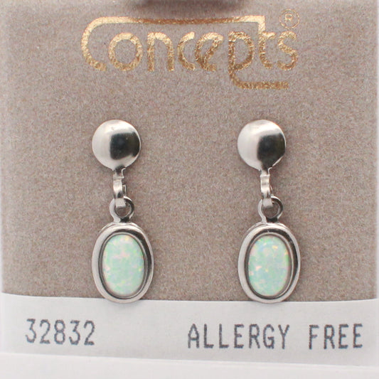 Surgical Stainless Steel Simulated Opal Dangle