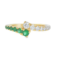 Emeralds Modern Bypass Ring in 14 Karat Yellow Gold