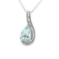 Aquamarine Vintage Inspired Pendant in 14 Karat White Gold