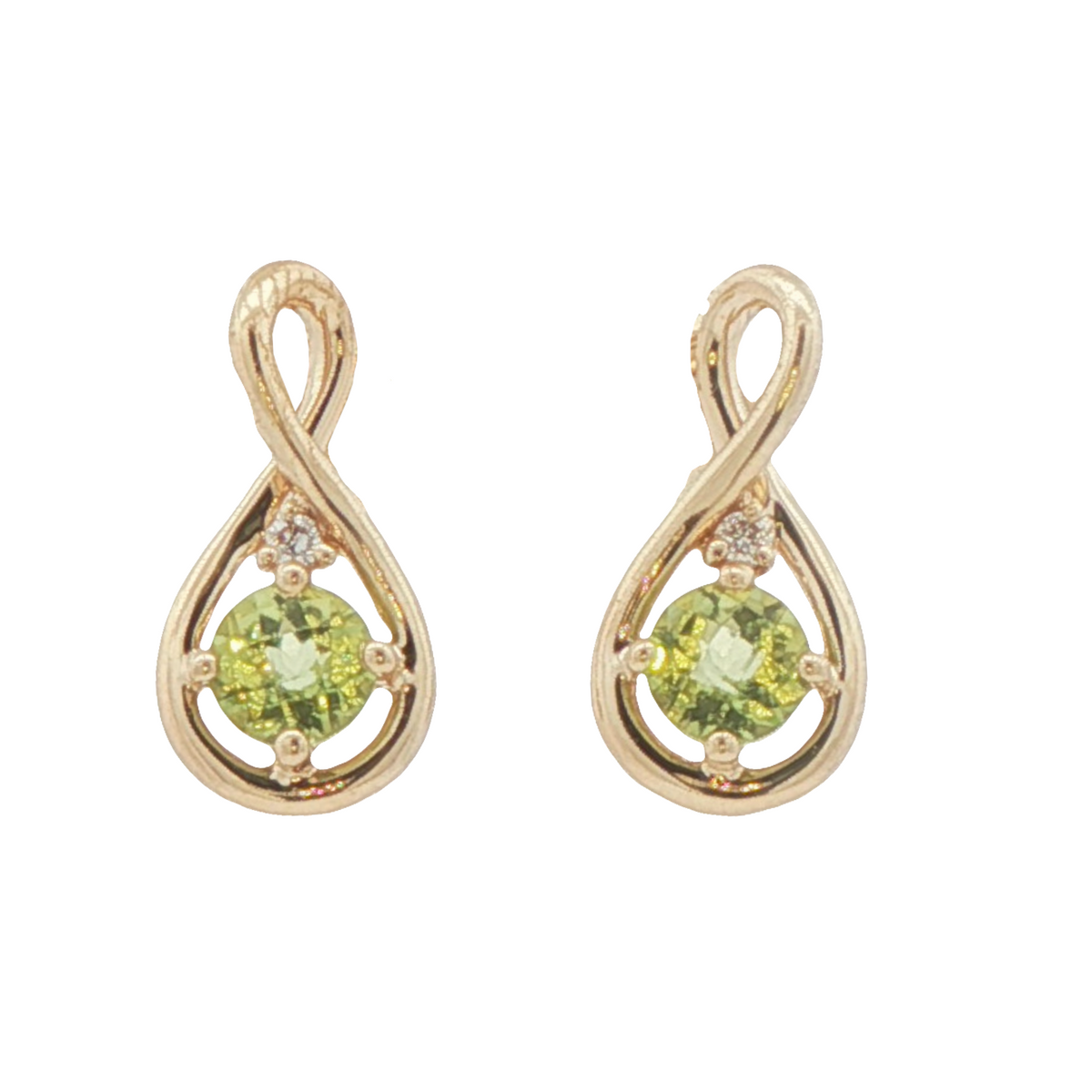 Peridot Classic Woven Earrings in 14 Karat Yellow Gold
