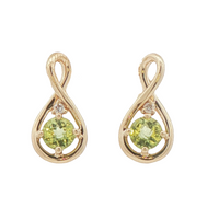 Peridot Classic Woven Earrings in 14 Karat Yellow Gold