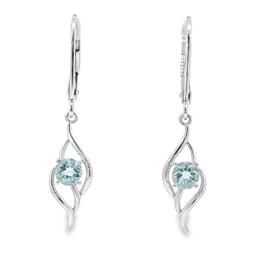 Aquamarines Classic Woven Earrings in 14 Karat White Gold
