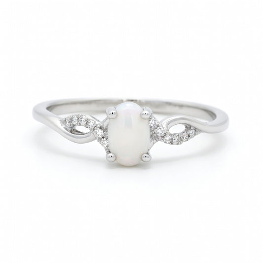 Opal Classic Woven Ring in 14 Karat White Gold