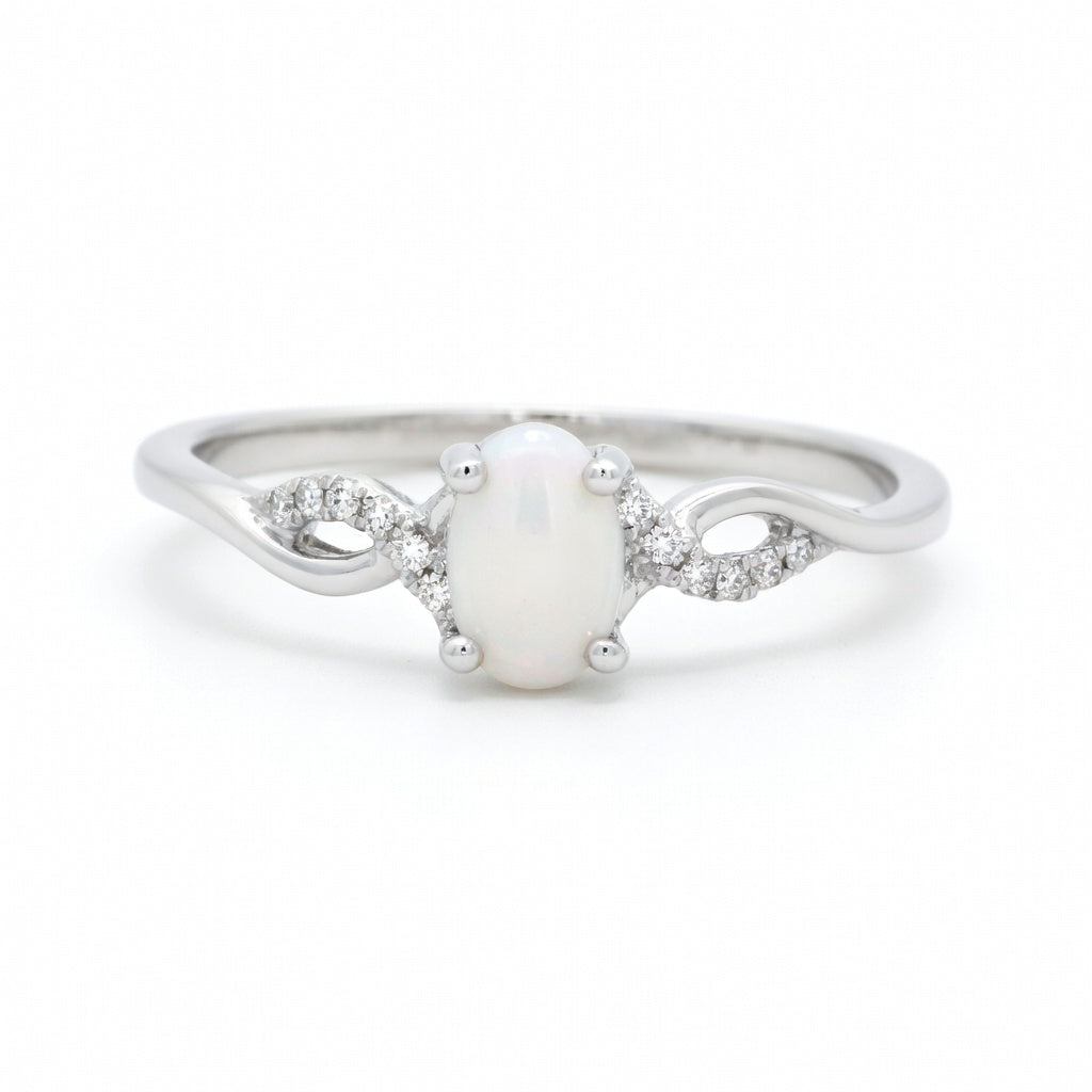 Opal Classic Woven Ring in 14 Karat White Gold