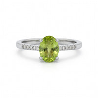 Peridot Classic Accented Ring in 14 Karat White Gold
