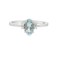 Aquamarine Classic Accented Ring in 14 Karat White Gold