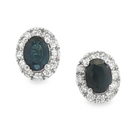 Sapphires Classic Halo Earrings in 14 Karat White Gold
