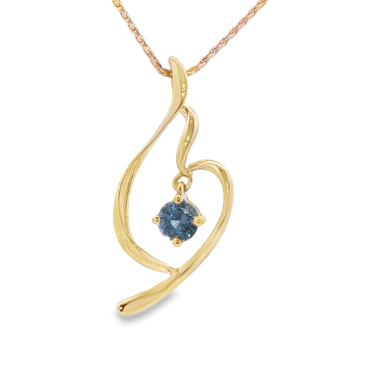 Sapphire Nature Inspired Pendant in 14 Karat Yellow Gold
