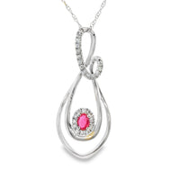 Ruby Statement Pendant in 14 Karat White Gold