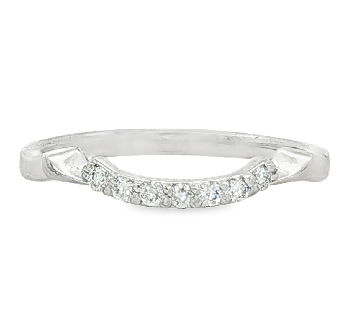 1/7cttw Love Tracer Band Wedding Band in 14 Karat White Gold